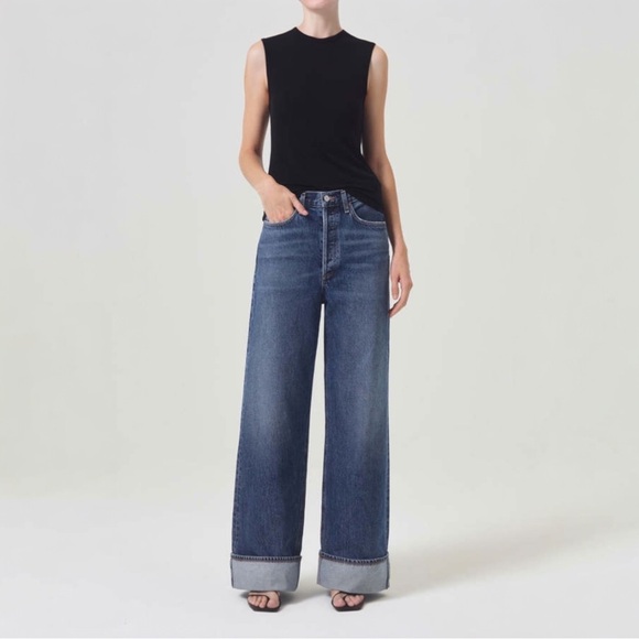 Agolde Denim - Agolde Dame Jeans in Control Wide Leg Cuffed Medium Wash 31